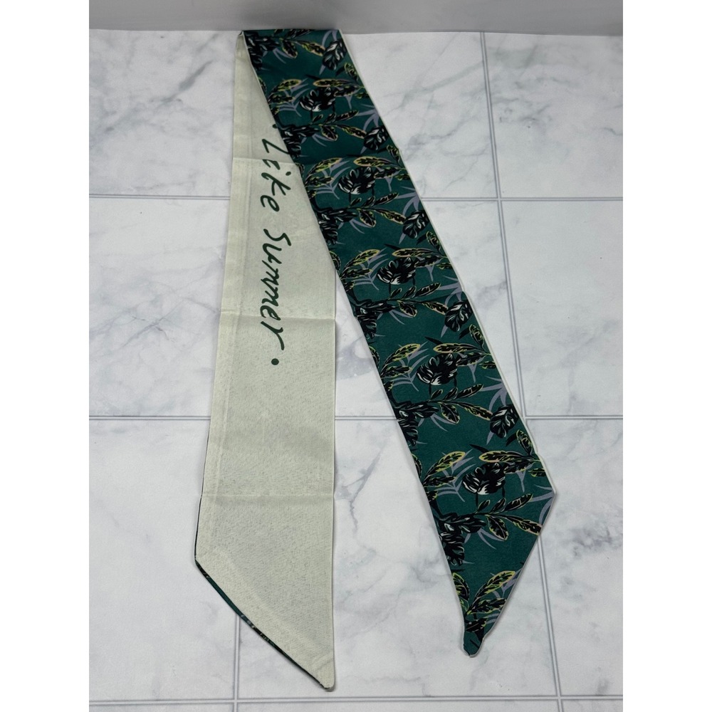 Yiwu Tropical Leaf Skinny Scarf Green Like Summer Script Handbag Headband New